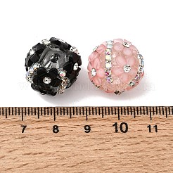 不透明なアクリルとラインストーンビーズ  花の丸  ミックスカラー  18x14mm  穴：2.5mm&nbsp;OACR-D039-01