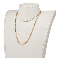 304ステンレススチールフィガロチェーン  カーブチェーンネックレス  カニカン付き  ゴールドカラー  20.27インチ（51.5cm）&nbsp;NJEW-JN03266