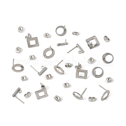 16Pcs 4 Styles 304 Stainless Steel Stud Earring Findings&nbsp;STAS-FS0001-83P
