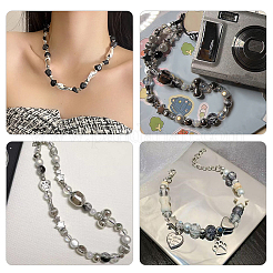 8セット8スタイルのccbプラスチックビーズセット  DIYジュエリーアクセサリー  混合図形  プラチナ  8~18mm  1セット/スタイル&nbsp;CCB-PH0001-30