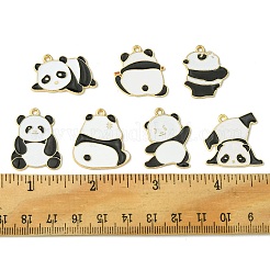 14個7スタイルアロイエナメルペンダント  パンダチャーム  ゴールドカラー  23~27x20~28x1.5mm  穴：1.7~2mm  2個/スタイル&nbsp;FIND-FS0001-98