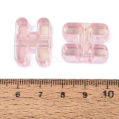 UVメッキ透明アクリルヨーロピアンビーズ  大穴ビーズ  ミスティローズ  文字h  20~21x8.5~20.5x13.5~14mm  穴：6mm&nbsp;OACR-M027-02H-01