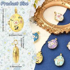 6Pcs 6 Colors Brass Enamel Locket Pendants&nbsp;KK-CJ0005-72
