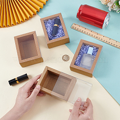 クラフト紙 厚紙 ギフト引き出しボックス  プラスチックカバー付き  長方形  バリーウッド  完成品：11.1x8.2x4.2cm&nbsp;LS-CON-WH0085-129A