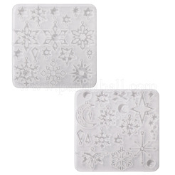 2個 2スタイル スノーフレークシリーズ DIY シリコンオーナメントペンダント型  ホワイト  95x95x4mm  穴：1~1.8mm  1個/スタイル&nbsp;SIMO-TA0001-13