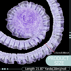 二重プリーツレースリボン1個  ウェディングドレスの装飾用レーストリミング  ライラック  1インチ（25mm）  約21.87ヤード（20m）/セット&nbsp;OCOR-BC0007-97C
