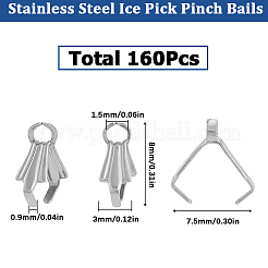 160Pcs Stainless Steel Ice Pick Pinch Bails&nbsp;STAS-SC0005-71