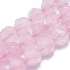 天然石ローズクォーツビーズ連売り  多面カット  ラウンド  スターカットラウンドビーズ  7~8mm  穴：1mm  約48~54個/連  14.5インチ〜15.7インチ（37~40cm）&nbsp;G-K303-B16-8MM