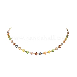 304 Stainless Steel Enamel Colorful Sunflower Link Chain Necklaces for Women&nbsp;NJEW-JN06104
