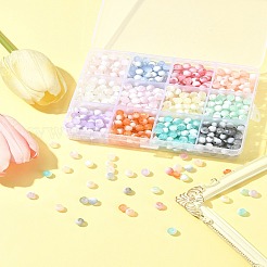 840色のフロストクラックルガラスビーズ12個  ロンデル  ミックスカラー  6x5.5mm  穴：1mm  70個/カラー&nbsp;GLAA-FS0002-17