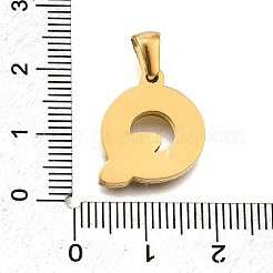 金色の304ステンレススチールペンダント  樹皮模様  文字Q  17x15x2.5mm  穴：5.5x3mm&nbsp;STAS-K300-01G-Q