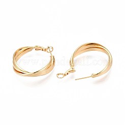 Twist Brass Hoop Earrings&nbsp;EJEW-T047-100G