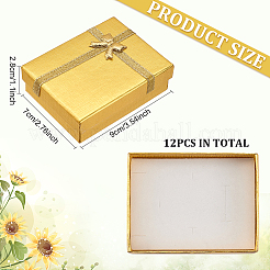 厚紙のペンダントネックレスボックス  外部のちょう結びの内側スポンジで  長方形  ゴールド  9x7x2.8cm&nbsp;CBOX-BC0001-18A