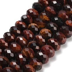 天然のレッドタイガーアイビーズ連売り  ロンデル  多面カット  染め  9.5~10x6~7mm  穴：1~1.2mm  約58~60個/連  15.28~15.47インチ（38.8~39.3cm）&nbsp;G-C259-A01-6x10mm-01
