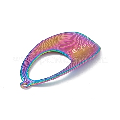 イオンプレーティング（IP）304ステンレススチールビッグペンダント  ティアドロップチャーム  虹色  61.5x34x1mm  穴：3mm&nbsp;STAS-B031-33R
