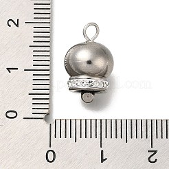 304ステンレスペンダント  ラインストーン付き  クリスマス鐘  ステンレス鋼色  16x10mm  穴：2mm&nbsp;STAS-H227-03P