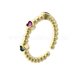 Brass Micro Pave Cubic Zirconia Open Cuff Rings for Women&nbsp;RJEW-F179-01G