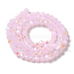 ジェイド風ガラスビーズ連売り  ファセット（32ファセット）  ラウンド  パールピンク  4mm  穴：0.8mm  約93~95個/連  14.37~14.49インチ（36.5~36.8cm）&nbsp;X-EGLA-A035-J4mm-L02