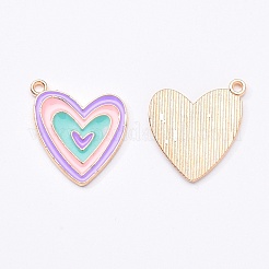 Light Gold Plated Alloy Enamel Pendants&nbsp;ENAM-R136-50