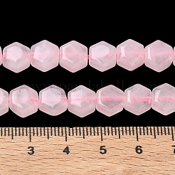 天然石ローズクォーツビーズ連売り  六角  8x8.5~9x5mm  穴：0.8mm  約47~48個/連  15.16~15.35''（38.5~39センチメートル）&nbsp;G-G463-A01-8x9mm