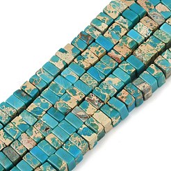 ナチュラルインペリアルジャスパービーズ連売り  正方形  染め  6.5~7x6.5〜X 3~3.5mm  穴：0.9mm  約110個/連  15.28''（38.8センチメートル）&nbsp;G-P460-08