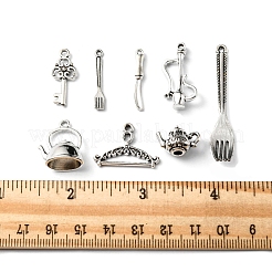 48個8スタイルチベットスタイルアロイペンダント  キッチン用品ペンダント  混合図形  アンティークシルバー  25x3x2mm  6個/スタイル&nbsp;TIBEP-FS0001-13