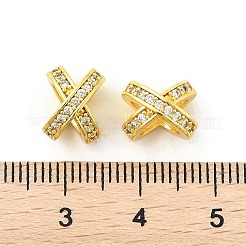 Brass Micro Pave Cubic Zirconia Beads&nbsp;KK-P297-06G