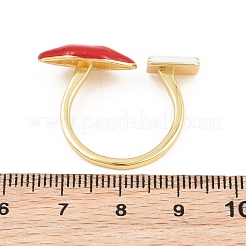 女性用真鍮カフオープンリング  封筒付きのリップ  エナメル  カドミウムフリー＆鉛フリー  ラックめっき  18KGP本金メッキ  2mm  内径：18mm&nbsp;KK-CBA17E5-02G