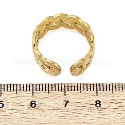 女性用ツイスト 304 ステンレススチール オープンカフリング  18KGP本金メッキ  8mm  調整可能&nbsp;RJEW-Z083-03G-04