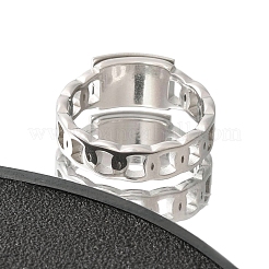 女性用テクスチャ長方形 304 ステンレススチール指輪  ステンレス鋼色  内径：17mm&nbsp;RJEW-L126-03B-P