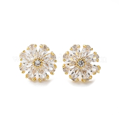 真鍮製スタンドピアス  ガラスと  花  18KGP本金メッキ  11.5mm&nbsp;EJEW-S249-01G
