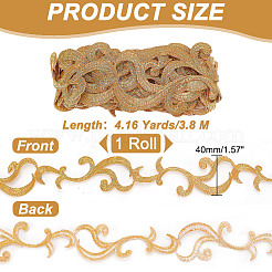 Ethnic Style Iron on/Sew on Polyester Metallic Embroidery Flower Ribbon&nbsp;SRIB-WH0011-204B