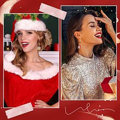 クリスマステーマのDIYイヤリング作りキット  ガラスパールとバイコーンビーズを含む  真鍮のピアスフック  リース&ハウス&サンタクロース合金エナメルリンク&ペンダント  ミックスカラー  130個/箱&nbsp;DIY-SC0022-80