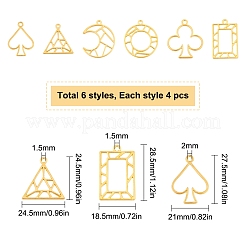 24Pcs 6 Styles Zinc Alloy Open Back Bezel Pendants&nbsp;PALLOY-SC0003-55G
