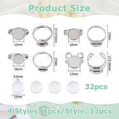 DIY ブランクドーム 304 ステンレススチール製カフリング製作キット  ステンレス鋼色  トレイ：12mm  内径：17~18mm&nbsp;DIY-HS0001-55