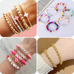 DIYレタービーズパーツキット  アクリルビーズ入り  CCBプラスチックビーズ  ミックスカラー  4~11x4~10x2~9.5mm  穴：1.2~4mm  1140個/セット&nbsp;DIY-SP0003-66