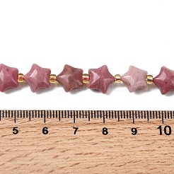 天然石ロードナイトビーズ連売り  スター  シードビーズで  10x10x6mm  穴：1mm  約36~37個/連  14.76~14.96''（37.5~38センチメートル）&nbsp;G-Z080-A30-10mm