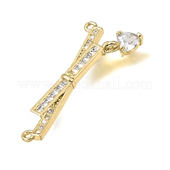 Brass Micro Pave Clear Cubic Zirconia Connector Charms&nbsp;CU-CBA3569-04G-C