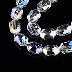 電気メッキガラスビーズセット  ABカラーメッキ  多面カット  オーバル  ホワイト  12x8x5mm  穴：1mm  約59~60個/連  27.95~28.35インチ（71~72cm）&nbsp;EGLA-S194-16A