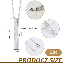 304 Stainless Steel Twisted Rectangle Pendant Urn Ashes Necklaces&nbsp;NJEW-WH0036-029P