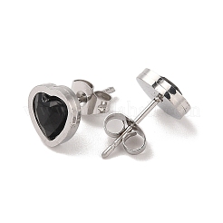 3 Pairs 3 Colors 304 Stainless Steel Heart Stud Earrings for Women&nbsp;EJEW-K279-07P-01