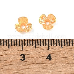 UVメッキ不透明アクリルビーズキャップ  虹色の  3  - 花びらの花  ミックスカラー  6.5x7x3mm  穴：1.2mm&nbsp;OACR-K001-39