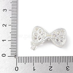 真鍮製マイクロパヴェキュービックジルコニアペンダント  ニッケルフリー  ちょう結びのチャーム  銀  17x21x6mm  穴：1.8mm&nbsp;KK-A236-21S-02