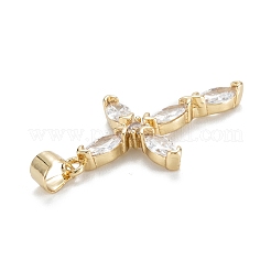 Brass Micro Pave Clear Cubic Zirconia Pendants&nbsp;ZIRC-M115-30G