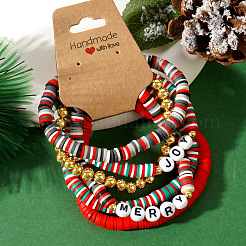 6Pcs Christmas Polymer Clay Heishi Beads Stretch Bracelets for Women&nbsp;AZ3870