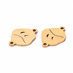 201 ステンレススチールリンクコネクター  レーザー切断  ゴールドカラー  17x12.5x1mm  穴：1.4mm&nbsp;STAS-S110-088G