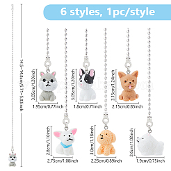 6Pcs 6 Styles Resin Dog Charms Ceiling Fan Pull Chain Extenders&nbsp;HJEW-DC00017