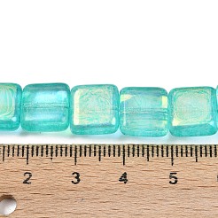 チェコ産プレスガラスビーズ  正方形  アクアマリン  10.5x10.5x5mm  穴：0.9mm  約80個/袋&nbsp;GLAA-I061-22B