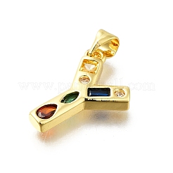 Brass Micro Pave Clear Cubic Zirconia Pendants&nbsp;KK-G521-01G-Y-01
