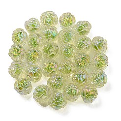UVメッキレインボー虹色アクリルビーズ  ツートンカラーの二層ビーズ  ローズ  薄緑  15.5x16x15mm  穴：3mm&nbsp;OACR-P010-20F